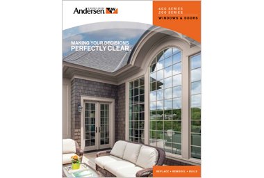 Image features Andersen Speciality Windows 400 Series with text "The Smart Alternative To Vinyl" available at Minnesota Restoration Contractors