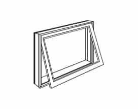 Drawing of an open awning window.