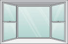 Sketch of bay windows.