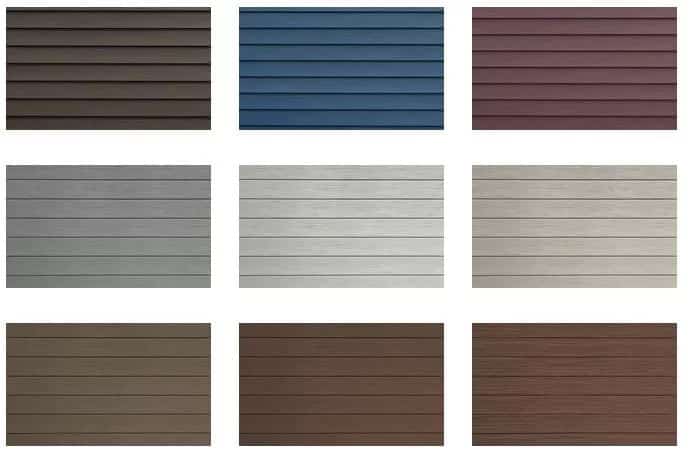 Nine color options for Edco siding.