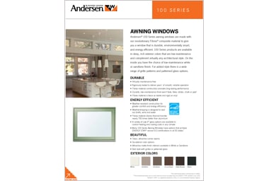 Online brochure features the Andersen 100 Series awning windows available at Minnesota Restoration Contractors