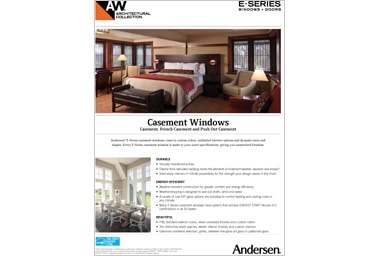 Online brochure features the Andersen E Series Casement Windows available at Minnesota Restoration Contractors