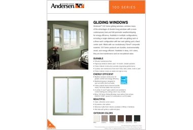 Online brochure features the Andersen 100 Series gliding windows available at Minnesota Restoration Contractors