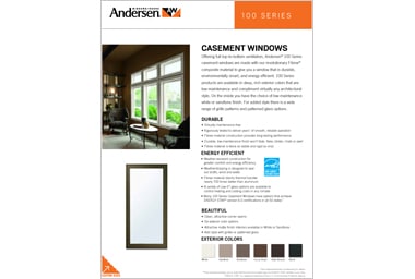 Online brochure features the Andersen 100 Series casement windows available at Minnesota Restoration Contractors