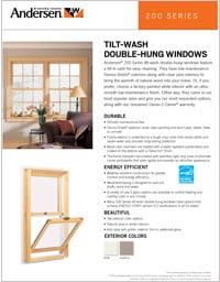 Online brochure features the Andersen 200 Series tilt-wash double-hung windows available at Minnesota Restoration Contractors