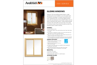 Online brochure features the Andersen 200 Series gliding windows available at Minnesota Restoration Contractors.
