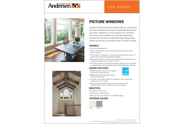 Online brochure features the Andersen Speciality Windows 200 Series picture windows available at Minnesota Restoration Contractors