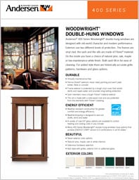 Online brochure features the Andersen 400 Series Woodwright Double-Hung Windows available at Minnesota Restoration Contractors