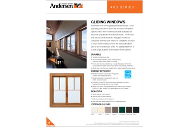 Online brochure features the Andersen 400 Series gliding windows available at Minnesota Restoration Contractors