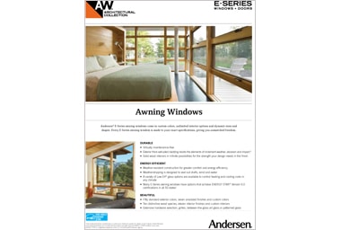 Online brochure features the Andersen E Series Awning windows available at Minnesota Restoration Contractors