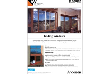 Online brochure features the Andersen E Series gliding windows available at Minnesota Restoration Contractors