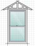 Sketch of window with a little roof on it.