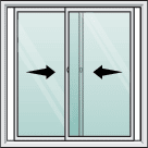 Sketch of double sliding window opening.